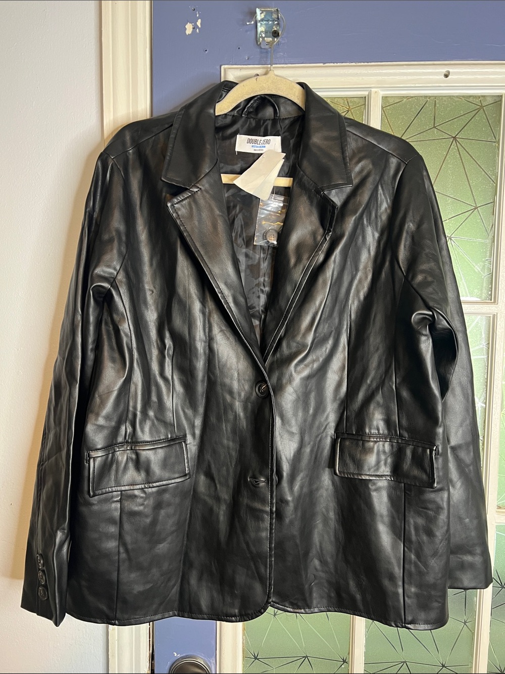 Double zero medium Black Leather Blazer Jacket